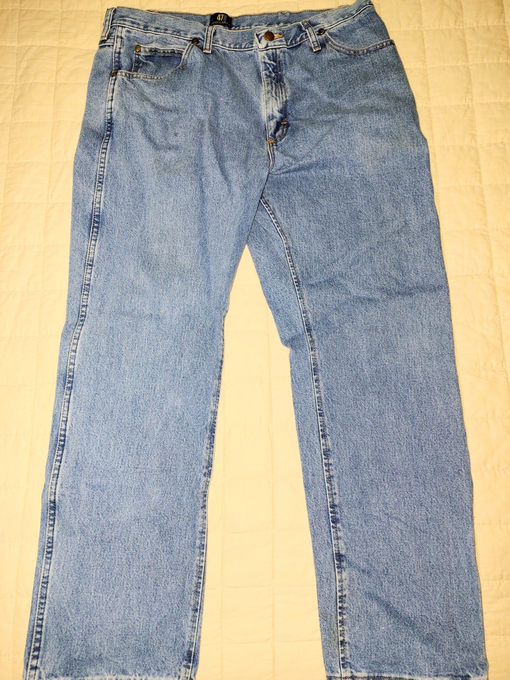 Wrangler 47 Jeans Mens Light Wash Cowboy Cut Regular Fit Size 36x30 Vintage NWT
